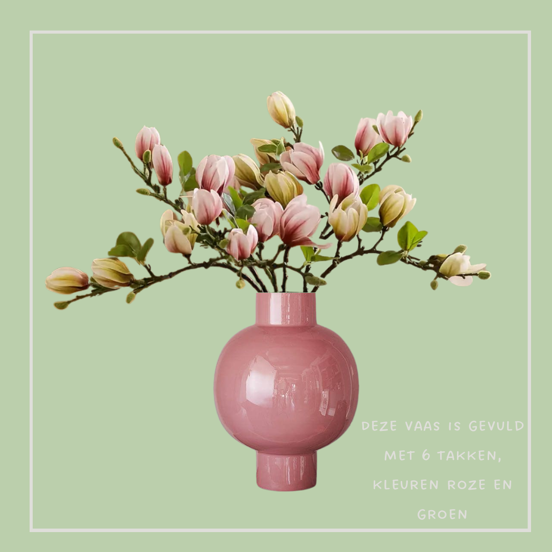 Magnolia Flair | Set van 4 kunsttakken met bloemen