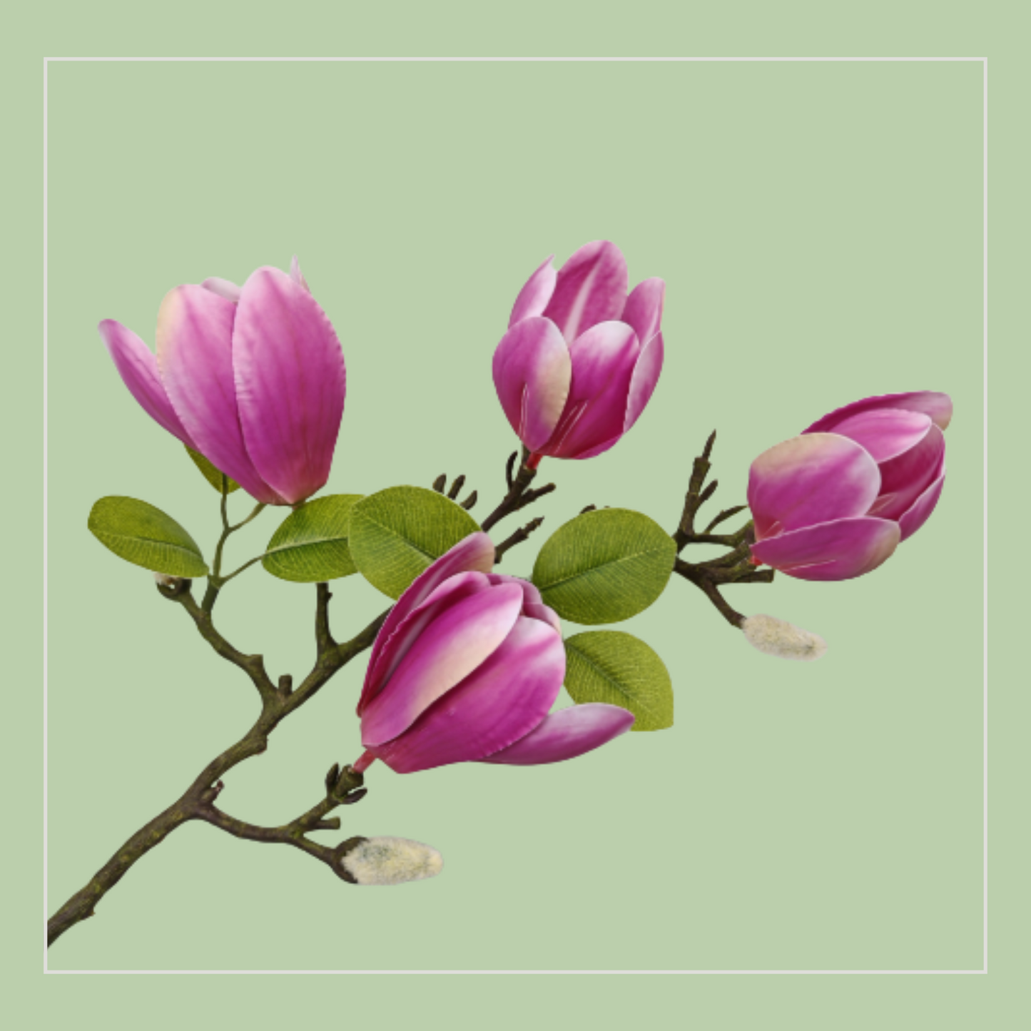 Magnolia Flair | Set van 4 kunsttakken met bloemen