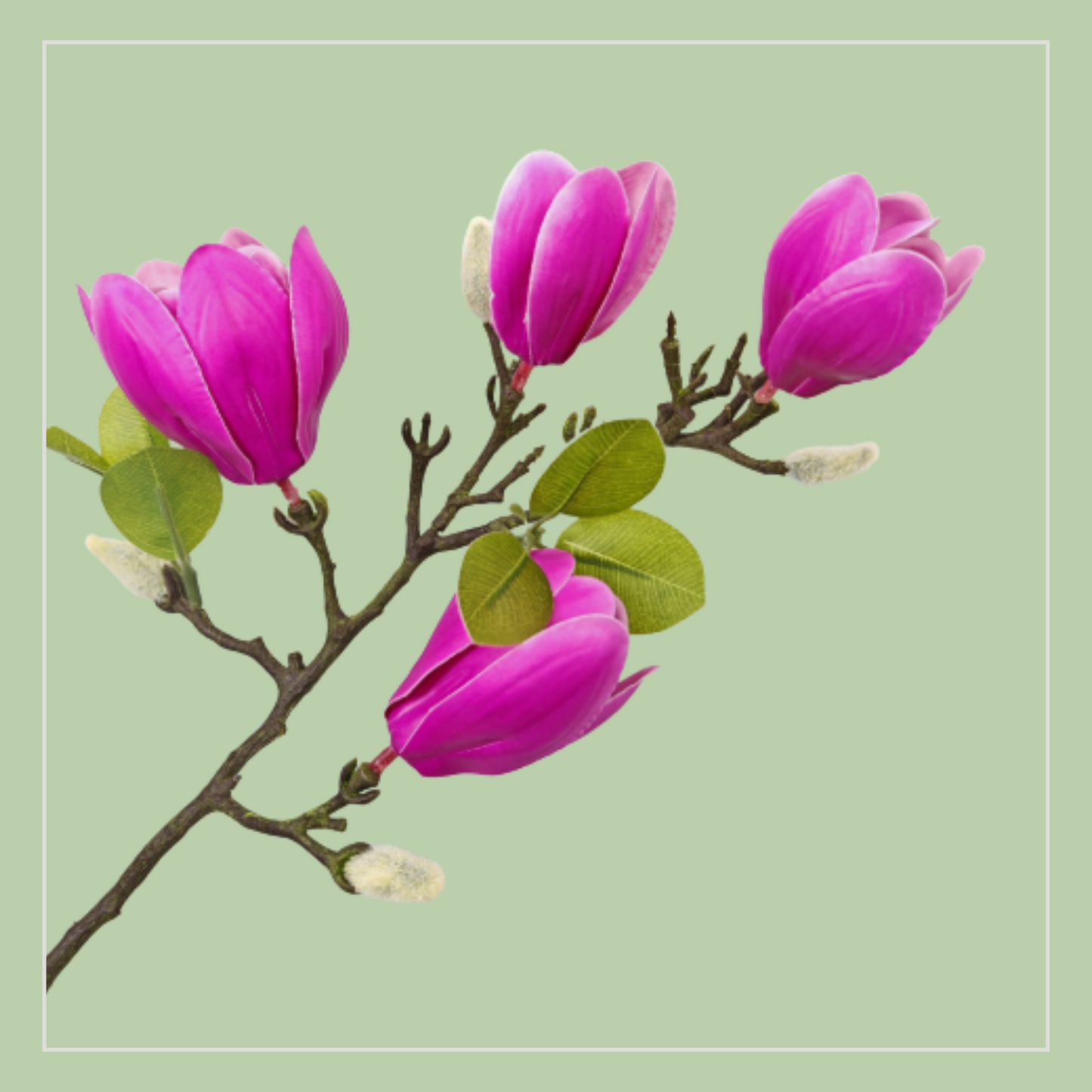 Magnolia Flair | Set van 4 kunsttakken met bloemen