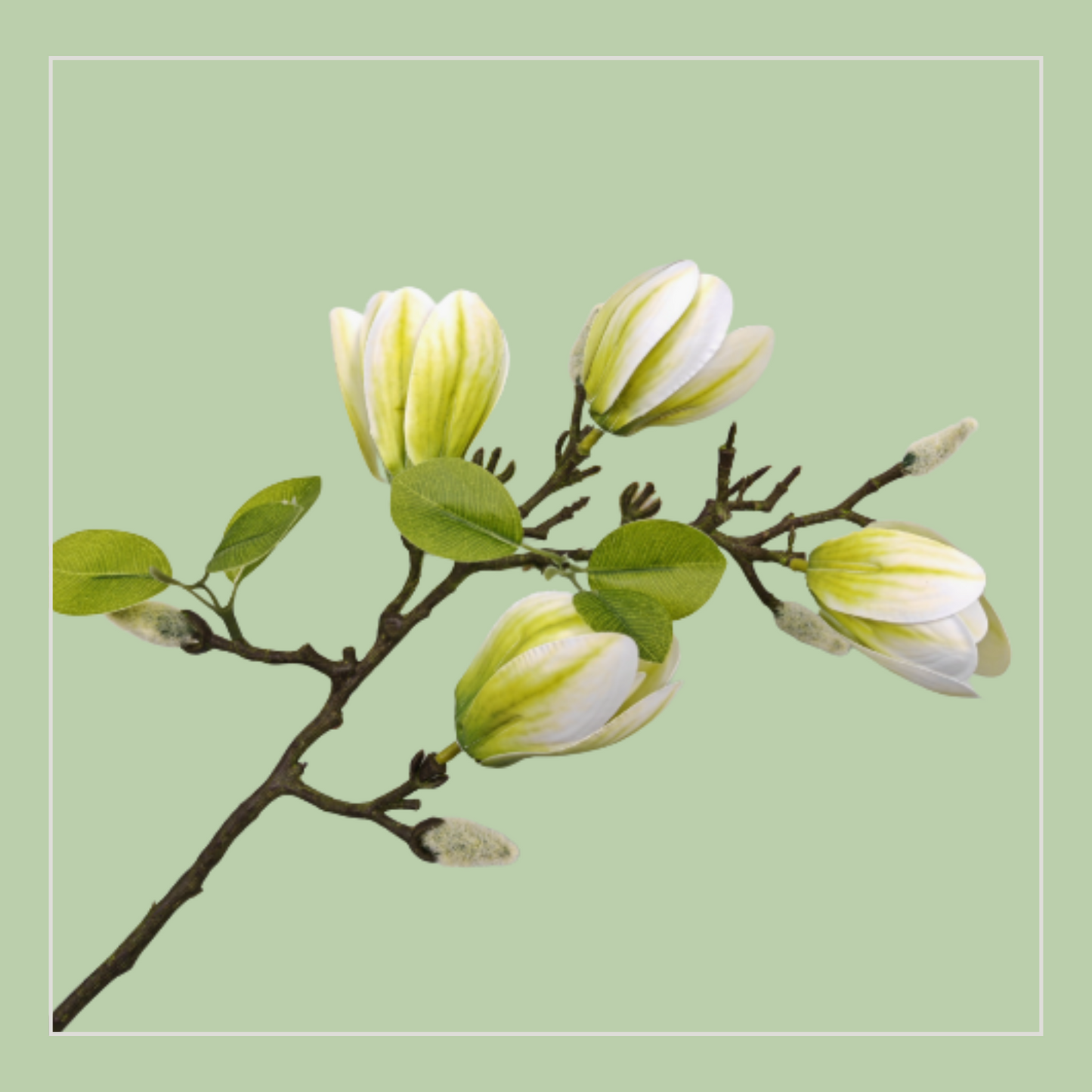 Magnolia Flair | Set van 4 kunsttakken met bloemen