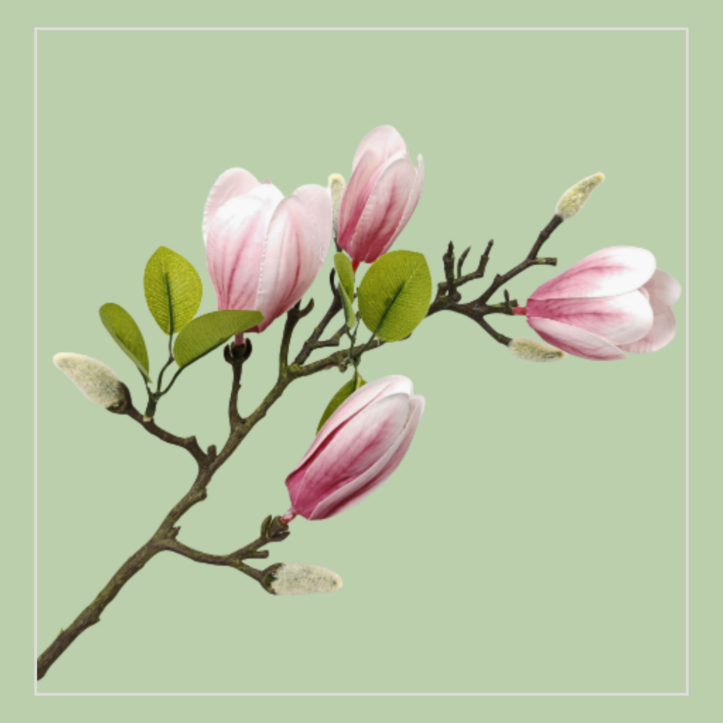 Magnolia Flair | Set van 4 kunsttakken met bloemen