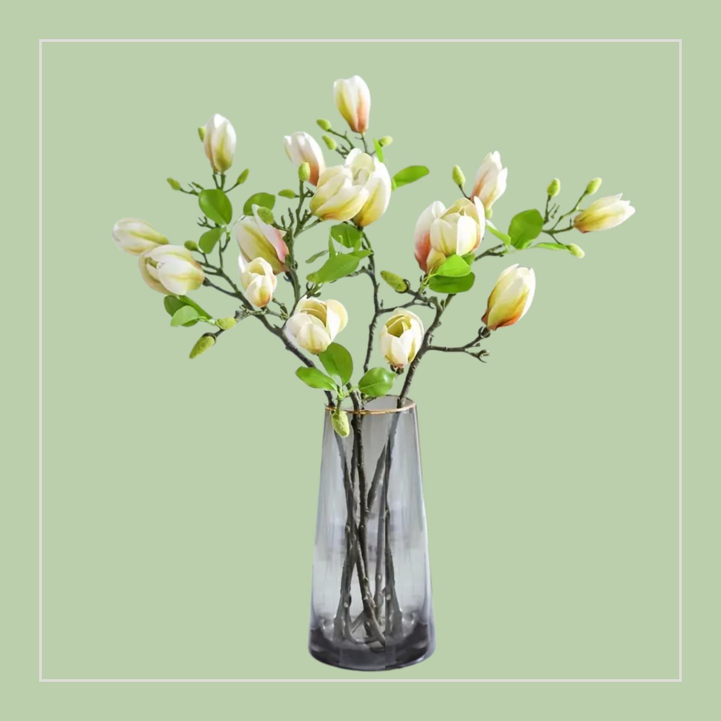 Magnolia Flair | Set van 4 kunsttakken met bloemen