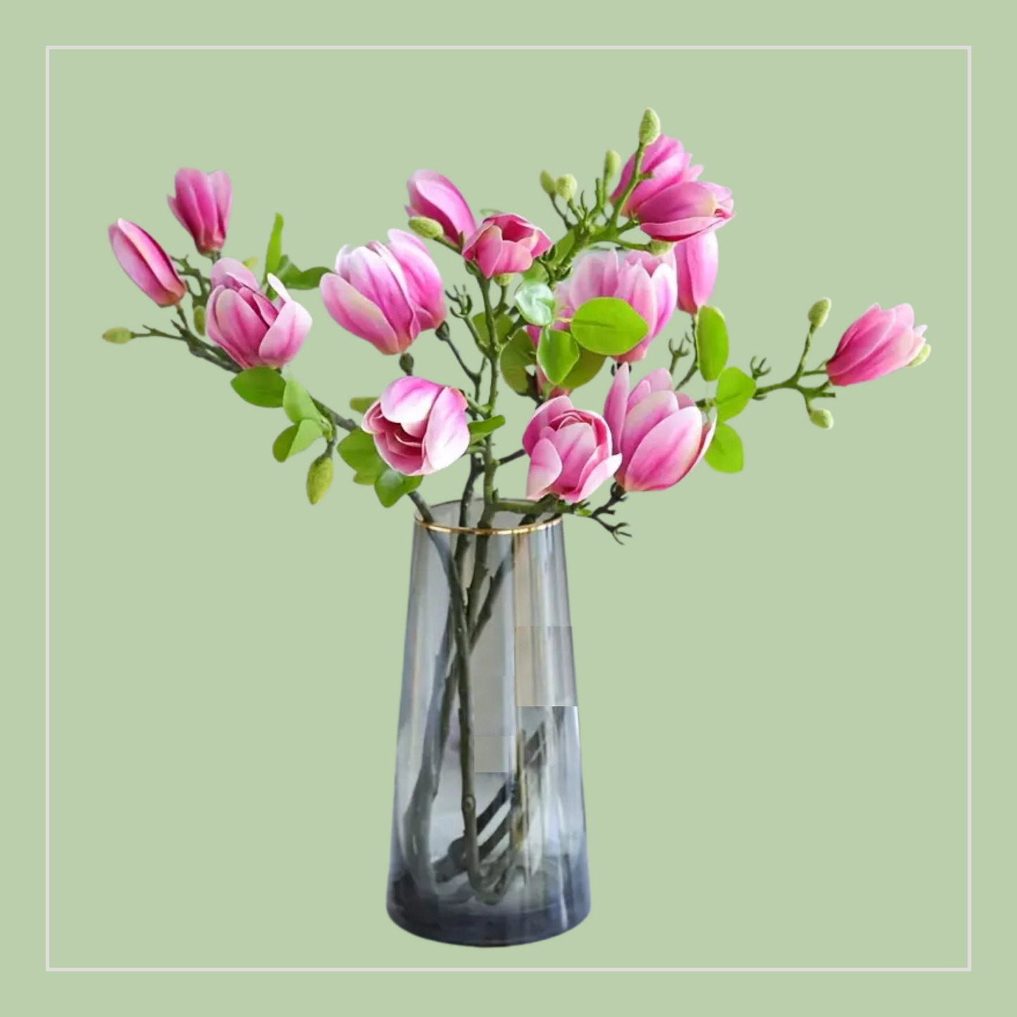 Magnolia Flair | Set van 4 kunsttakken met bloemen