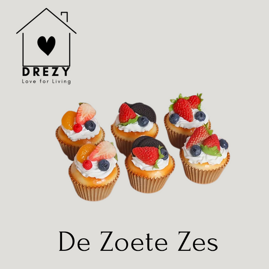 De Zoete Zes | Set van 6 decoratieve cakejes