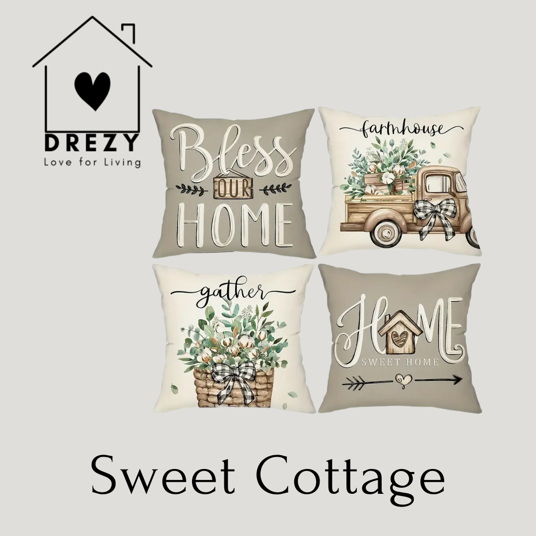 Sweet Cottage | Set van 4 kussenhoezen