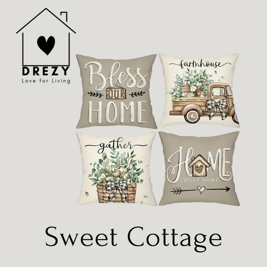 Sweet Cottage | Set van 4 kussenhoezen